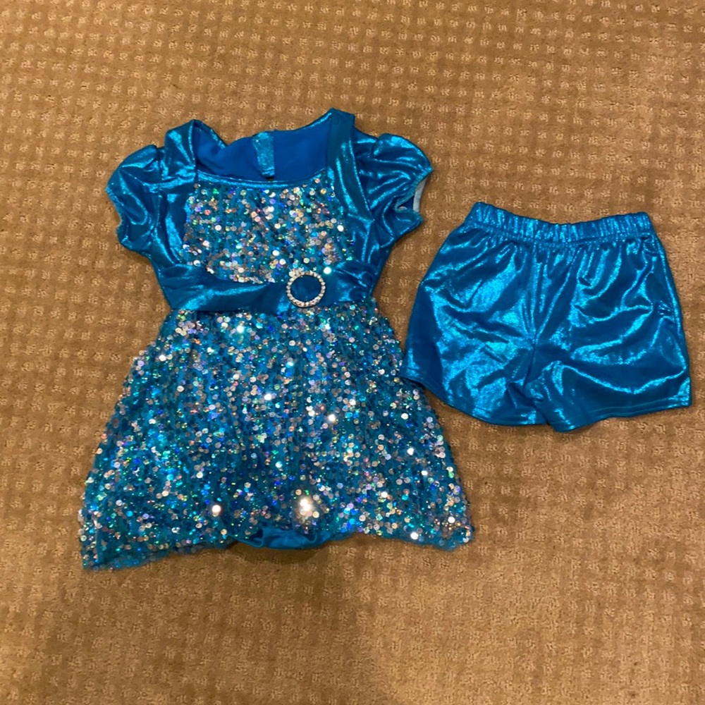 Girls Blue Sequin Pattern Dance or Halloween Costume